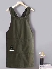 1pc Letter Graphic Kitchen Apron, Waterproof Anti-Splash Pocket Design, Portable For Picnic And Camping, Crossback Side Tie Sleeveless Apron - Multicolor - View 9