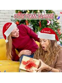 1pc Customized Santa Claus Hat, Customized Christmas Hat, Create Your Own Christmas Hat, Holiday Celebration - Polyester Material, Christmas, Halloween, Thanksgiving, New Year Holiday Design - Multicolor - View 5
