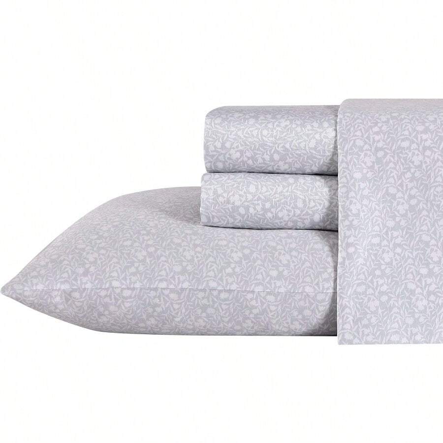 Home King Sheets Soft Sateen Cotton Bedding Set Sleek Smooth And Breathable Home Decor Winnie Grey King - WinnieGreyWhite - View 1