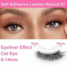 Self Adhesive Eyelashes No Eyelashes False Lashes Glueless 10mm Natural Short Pre - Glued Press On Lashes No Needed Wispy Strip Lashes With Applicator By 10mm L08 Black Adhesive - 預黏 12 毫米 - 查看 6