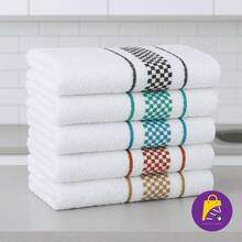 Set Of 5 Jacquard Terry Cloth Dish Towels - 紅色 - 查看 2