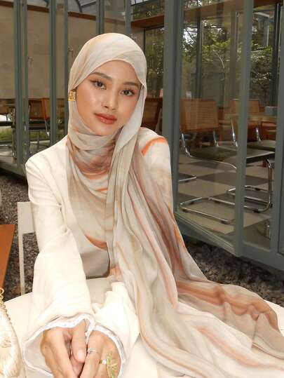 1件装波西米亚风多色印花围巾头巾，女士时尚休闲街头风头巾，适合日常佩戴，四季皆宜