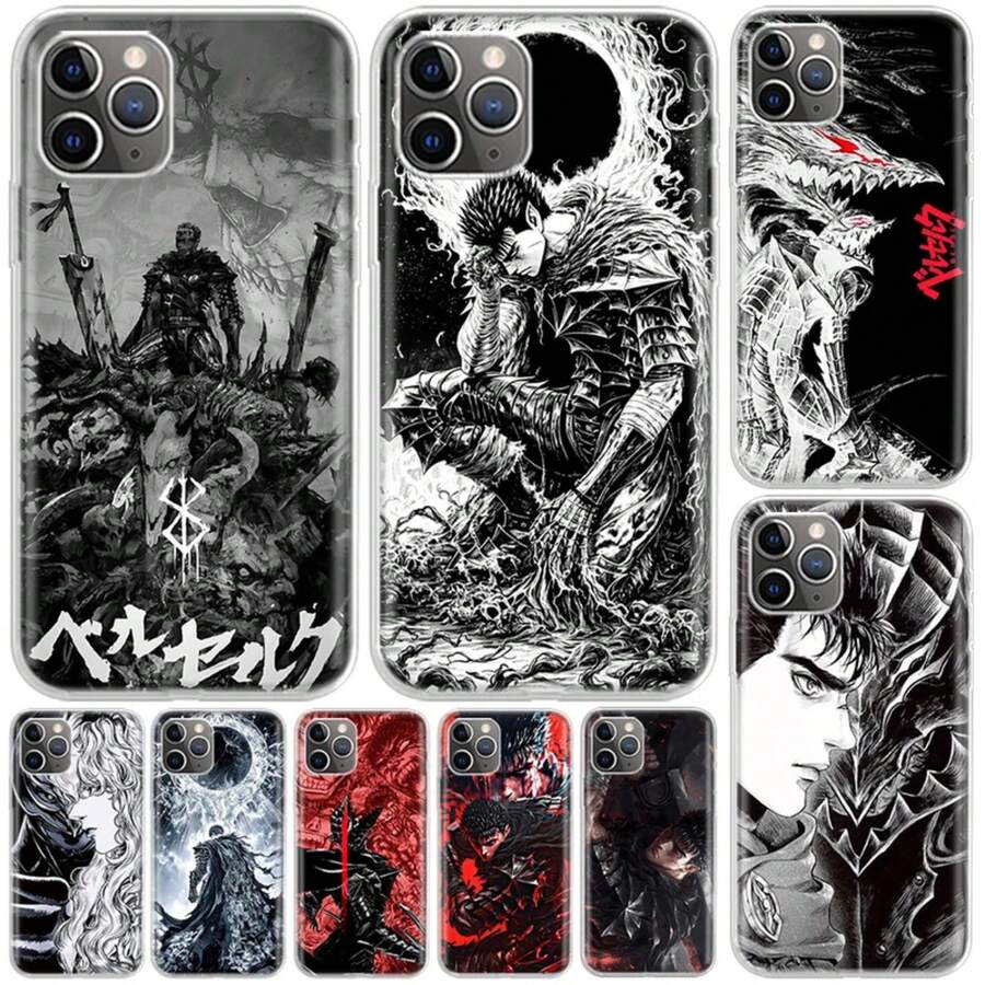 Black White G-Guts B-Berserks Cover Compatible With  16 15 Pro Max 14 Plus 13 12 Mini 11 Apple Phone Case X XS XR 7 8 + Art Print Shel, Cover Compatible With  17 Pro Max Case,  17 Pro Case,  17 Case,  16 Pro Max Case - AN576-2 - 查看 1