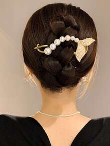 1件装时尚仿珍珠百合花水晶奢华发夹发饰,适合女性日常生活、运动、度假、旅行、海滩、派对、返校季、毕业季、节日礼物、猫耳爪夹发爪发卡、学习用品、珍珠发饰、女士度假装扮、头部配饰、发夹、母亲节礼物 - 彩色 - 查看 8