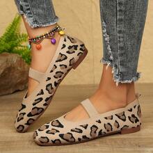 Zapatos planos de estilo Mary Jane con puntera cuadrada, estampado de leopardo y correa, estilo princesa, para mujer, para primavera/verano - Marrón - Ver 11