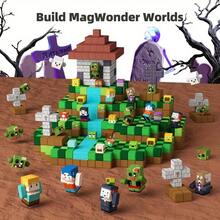 100 piezas de bloques de construcción magnéticos, aptos para niños y niñas de 3+ años, construye el mundo MagWonder y cubos magnéticos Zomblock, actualiza el regalo sensorial STEM, regalo perfecto para cumpleaños, Navidad, Pascua, Halloween