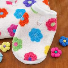 1 pieza Chaleco/Chaqueta térmica con forro floral cálido para perros medianos/grandes, ropa para mascotas para Golden Retriever, Border Collie, Labrador - Blanco - Ver 5