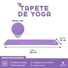 MUUK FITNESS Tapete de Yoga Foamy Antideslizante 150 x 59 cm | Esterilla Ligera de 8 mm con Correa de Transporte| Almohadilla para Rodillas y Codos | Material EVA Resistente, Ligero y Cómodo | Ideal para Ejercicio en Casa, Gimnasio, Parque, Viajes, Meditación y Estiramientos - Morado - Ver 7
