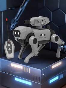 遥控机器狗互动玩具，儿童电子宠物礼物，STEM互动宠物，智能逼真机器狗玩具，生日和圣诞礼物 - 淺灰色 - 查看 2