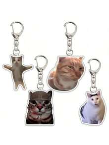 Llavero - Llaveros lindos con diseño de dos gatos hablando, encanto Kawaii divertido, llavero para mochilas, regalos y uso diario, accesorios lindos de vuelta a la escuela - Multicolor - Ver 2