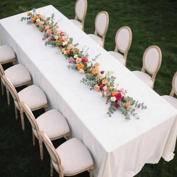 1pc Elegant White Large Rectangular Tablecloth, Suitable For Family Gatherings, Festive Meals, Rococo Style, Parties, Weddings, Restaurants, Indoor And Outdoor Dining