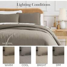 Full/Queen Quilt Bedding Set, Microfiber Quilts Queen Size, Coverlet, Stain & Pet Hair Resistant Bedding, Full Size Bedspread With 2 Pillow Shams, Bone, 2025 - 10 - 深灰褐色 - 查看 3