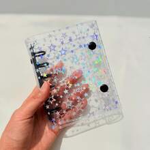 A7 Colorful Transparent Star Loose-Leaf Binder, Transparent Sticker Book, Seal Book Sticker Backing, Stamp Album, Miniature Book, 3D Stickers, Sticker Book, Photo Storage Bag, Book Cover, Trading Card Box, Can Be Used As Photo Album, Budget Planner, Diary, Notebook, Office Supplies - Multicolor - View 15
