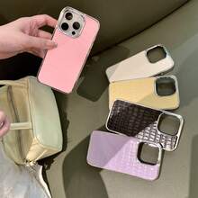 【新たに登場したもの】【高品質】大穴アクリル接着剤 クロコダイルスキン風スマホケース 耐衝撃 汗防止 指紋防止 耐摩耗compatible with  iPhone 16 Pro Max/16/16 Pro/16 Plus/15/15 Pro Max/15 Pro/14 Pro Max/14 Pro/13/13 Pro Max/1 対応 - ピンク - チェックする 7