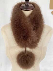 1 Stück Damen Herbst/Winter Faux Kaninchenfell umkehrbarer dicker und warmer Nackenwärmer Schal