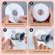 2Pcs Round Wall Split Flange, Plumbing Cover Plates Self - Adhesive Faucet Escutcheon Plate ABS Flange Cover Faucet Decoration Accessories 29mm Design - 最初的 - 查看 4