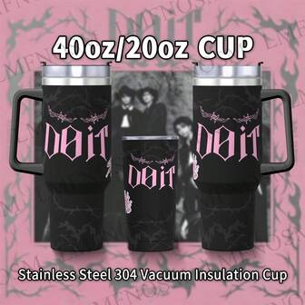 40oz/20oz SKZ(DO IT) Themed Stainless Steel Tumbler – Korean Style Vacuum Insulated Cup With Handle & Leak-Proof Straw | Stay / SKZ Fans Collectible, 304 Steel, Hot/Cold 12H | Perfect For Travel, Home & Outdoor | Reusable Christmas/Halloween Gift