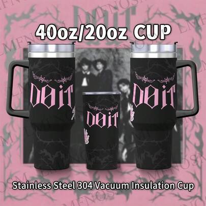 40oz/20oz SKZ(DO IT) Themed Stainless Steel Tumbler – Korean Style Vacuum Insulated Cup With Handle & Leak-Proof Straw | Stay / SKZ Fans Collectible, 304 Steel, Hot/Cold 12H | Perfect For Travel, Home & Outdoor | Reusable Christmas/Halloween Gift
