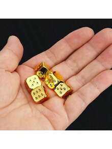 5pcs/Pack Electroplated Gold-Plated High-Quality Dice Set, Multi-Sided Dice Set, Essential Toys For Multi-Person Parties, Table Games For Bars And Clubs, Fun Dice Games For Family Gatherings, Party Decor Supplies