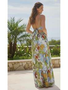 LONG SKIRT AND PRINTED TOP SET SUMMER - Baby Blue - View 3