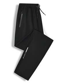 Plus Size Men's Loose Casual Sports Pants, Comfortable Athletic Trousers For Spring And Autumn - Black - View 8
