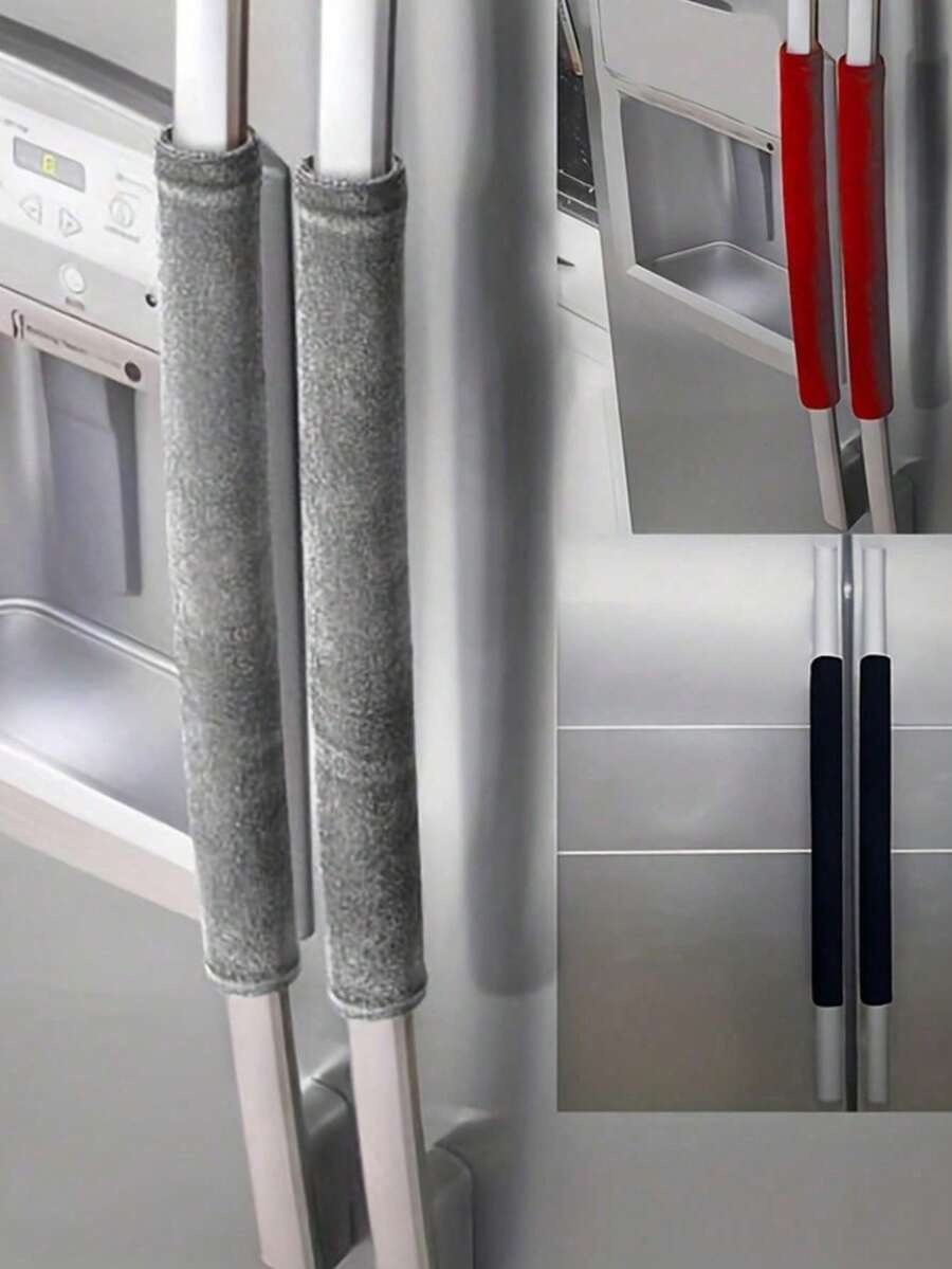 2 Pcs Double-Door Refrigerator Oven Handle Gloves, Oven Microwave Handle Gloves, Non-Slip Anti-Oil Warm Refrigerator Door Handle Gloves, Refrigerator Oven Handle Velvet Protective Cover, Handle Gloves,Kitchen,Kitchen Items,Food,Cooking,Camping,Vacation,Beach,Room Decor,Organizer,Party,Travel. - 彩色 - 查看 1