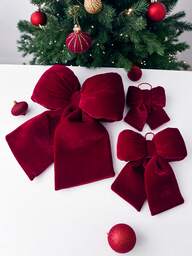 1 pezzo Fiocco rosso in velluto per decorazione albero di Natale, decorazione per casa, matrimonio, albero di Natale, corona, parete