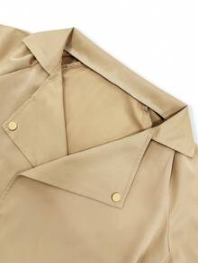 Trench-coat de printemps pour femmes, coupe-vent casual à col châle de couleur unie, avec ceinture à la taille. Coupe élégante et ajustée, convient pour la rentrée scolaire, les trajets quotidiens et les rendez-vous de la Saint-Valentin - Kaki - Voir 6