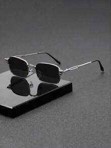 1 par de gafas de moda con montura cuadrada pequeña y estilo vaquero retro para hombres - Multicolor - Ver 12