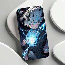 Fundas para Teléfono Móvil de Anime Boy Negro, Creativas, Resistentes a Manchas y con Protección Integral para Lente Antigolpes, Duraderas, Accesorios de Teléfono de la Serie Clásica para iPhone11/12/13/14/15/16/Pro Max o Plus, Regalo de Funda - Color mezclado 1 - Ver 1