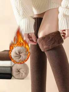 1/3 زوج جوارب طويلة حتى الركبة دافئة للنساء، جوارب قطنية سميكة حرارية، جوارب طويلة حتى الركبة قابلة للتنفس، هدية شتوية - متعدد الألوان - مشاهدة 6