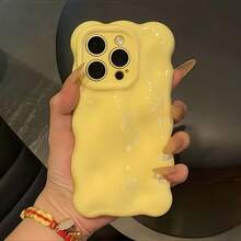 A 3D Personalized Water Wave Pattern Phone Case Suitable For IPhon16 15 14 Plus 16 15 14 13 Pro /Pro Max Glossy Bubble Case With A Wavy Edge Design, Featuring A Minimalist Style Unique Shape - 粉色 - 查看 9