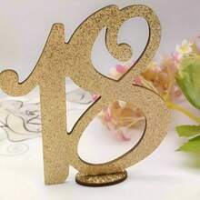 1 pieza Decoración de número de madera con brillo dorado, 18º, 30º, 40º, 50º, 60º, 70º Aniversario, Decoración de sobremesa para Aniversario, Cumpleaños, Boda, Fiesta Temática, Fiesta de Jubilación, Fiesta de Vacaciones, Acción de Gracias, Día de San Valentín, Boda de Otoño, Decoración de Fiesta Temática