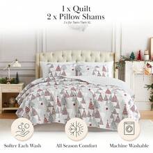 Full/Queen Quilt Bedding Set, Microfiber Quilts Queen Size, Coverlet, Stain & Pet Hair Resistant Bedding, Full Size Bedspread With 2 Pillow Shams, Bone, 2025 - 歡樂與光明 - 查看 2