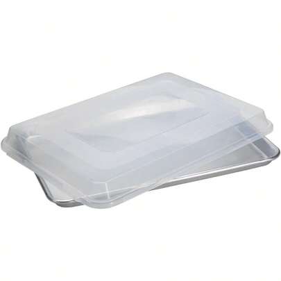 Natural Aluminum Commercial Baker's Quarter Sheet With Lid 9 Inches X 13 Inches Silver