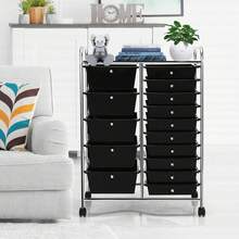 15-Drawer Rolling Storage Cart Mobile Cart With Colorful Drawers & Metal Frame - Black - View 6