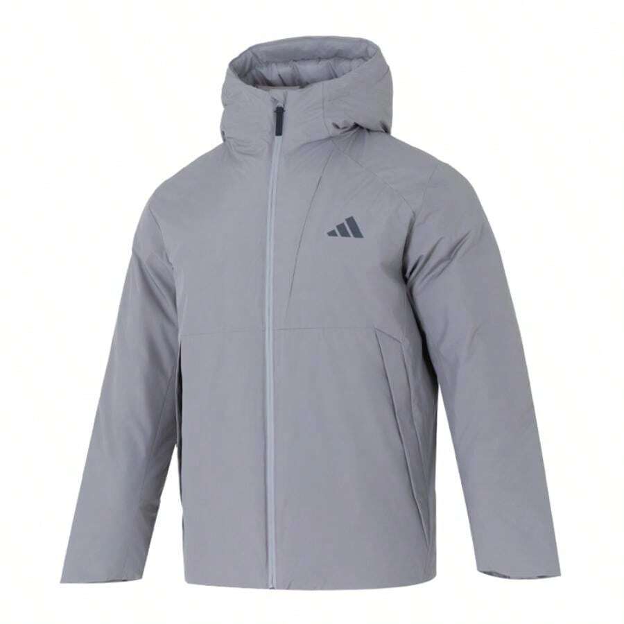Adidas 80%羽绒科技夹克，简约通勤保暖，柔软轻便男士羽绒服 KQ5503 - 純質冰灰 - 查看 1