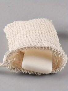 1PC Natural Jute Soap Saver Bag Bath & Face Lathering Net Cotton Mesh Pouf For Body Wash Shower Exfoliating Reusable Organic Skin Care Bathroom Essential Gentle Washcloth Alternative Home Spa Must Haves Practical Bath Companion Gift For Family Friends Homeowners