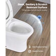One-Piece Toilet, Elongated Toilet Vortex Dual-Flush 1.0/1.28 GPF, Toilets For Bathroom With Comfortable Chair Seat, Standard Height, Easy-Clean Skirted Design, 12 Inch Rough-In, White + Silver - 12 inch 17 inch 1.0/1.28gpf trắng sáng + bạc - Xem 5