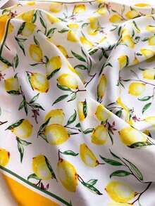Women Bandana  Fresh Fruit Print Imitation Silk Satin Small Square Scarf/Headband, New Women Lemon Pattern Elegant Beach Accessories Fashion UV Protection Versatile Scarf, Suitable For Beach, Street, Daily, Vacation, Business Etc. - 黃色 - 查看 8