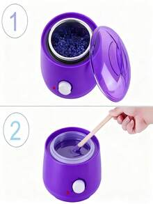 1 pieza Fundidor de cera para depilación + 1000g Cera dura multicolor para depilar - Olla de cera morada caliente - Ver 5
