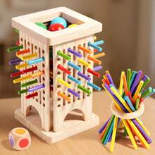 3-In-1 Wooden Stick Puzzle Toy, Includes 30 Colorful Wooden Sticks, 1 Dice, 4 Balls. Players Take Turns Pulling Out Sticks To Keep The Tower From Falling, With The Goal Of Not Letting The Balls Drop To The Table. This Game Trains Hand-Eye Coordination, Focus, And Strategic Thinking. Suitable As A Christmas, Halloween, Easter, Or Birthday Gift For Boys And Girls.