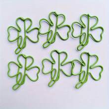 20 szt. spinaczy do papieru z koniczynką szczęścia, zielone, czterolistne, metalowe spinacze z koniczyną na Dzień Świętego Patryka, urocze zakładki do dziennika