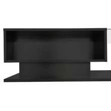 Glossy Black Coffee Table 100x50x32 Cm With Glass Top, Drawers, Scratch Resistant, With 1 Drawer, LED Lighting, Modern Style. - Black - View 7