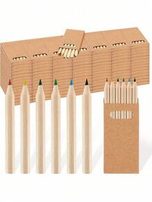 [5/10/15/20 Set] Mini Colored Pencils 8.89cm, Portable Short Thick 6 Different Colors, Pre-Sharpened Colored Pencils For Drawing, Classroom & School Supplies - Multicolor - View 1