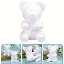 1/2个白色泡沫熊模具，可用于制作泡沫玫瑰DIY熊、婚礼花卉、婚礼派对装饰、餐桌装饰品、派对礼物装饰品、圣诞装饰品、DIY圣诞礼物。 - 彩色 - 查看 2