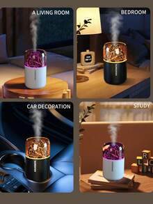 1pc Colorful Volcano Shaped Humidifier, USB Powered, 2 Working Modes, 7-Color LED Light, 180ml Capacity, Volcano Effect Aroma Lamp And Essential Oil Diffuser, Auto Shut-Off, Quiet Mist, Air Freshener For Car, Room, Office, Living Room, Desk, Unisex Daily Gift - 白色 - 查看 7