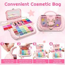 女孩过家家化妆套装，儿童公主装扮玩具，含唇彩、眼影、指甲油，圣诞节生日礼物，适合3-12岁儿童 - 彩色 - 查看 4