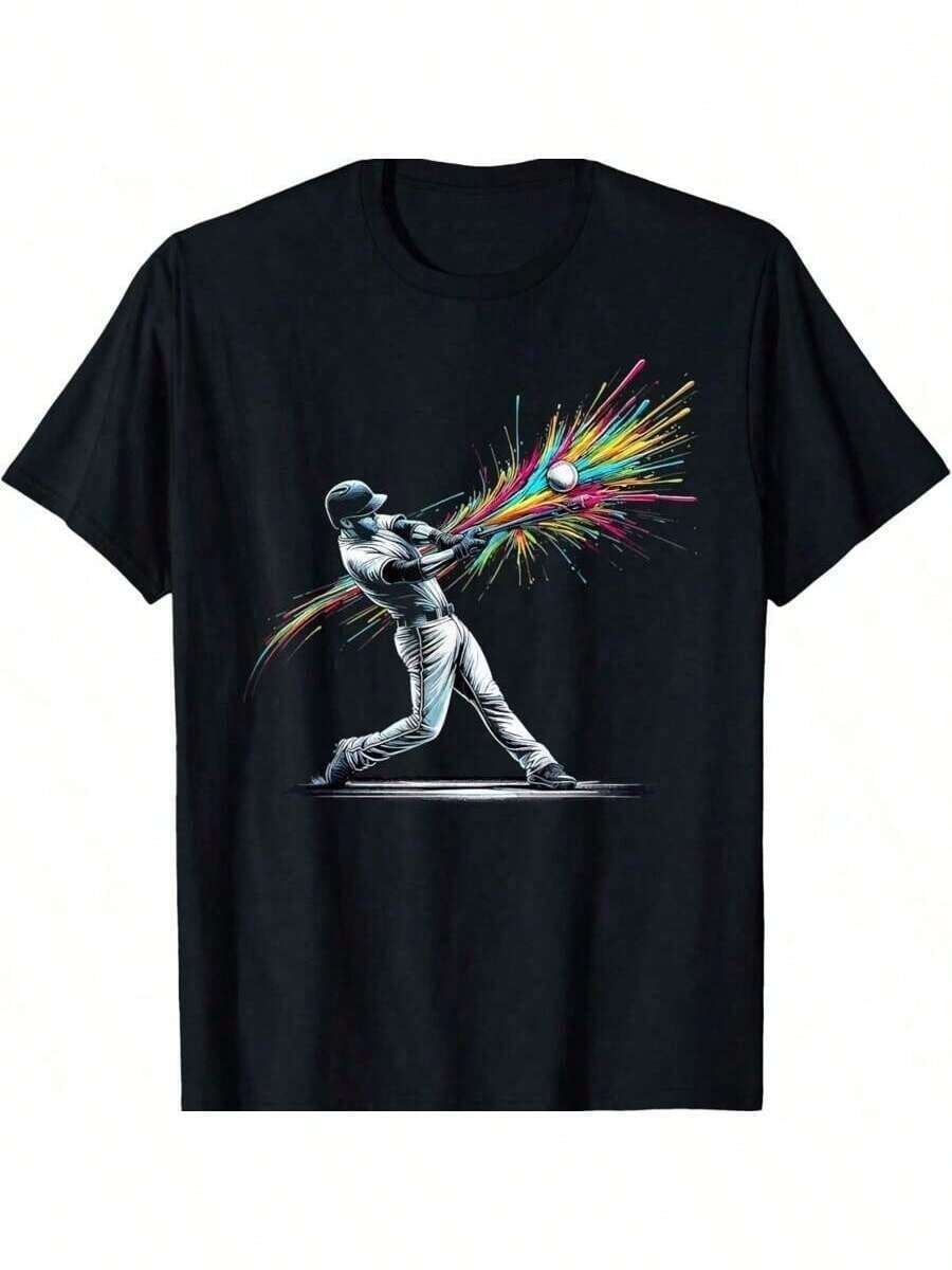 Men's Baseball Jersey With Colorful Baseball Player Drip - White - View 1