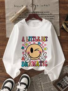 3件套少女印花长袖T恤，适合秋冬季叠穿，年轻学生服装，可作外衣或内搭。 - 彩色 - 查看 6